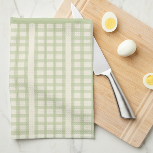 Sage en crème theedoek (Quarter Fold)