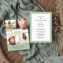 Sage en goud | 4 Foto-Afstuderen-uitnodiging