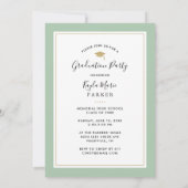 Sage en goud | 4 Foto-Afstuderen-uitnodiging Aankondiging (Achterkant)