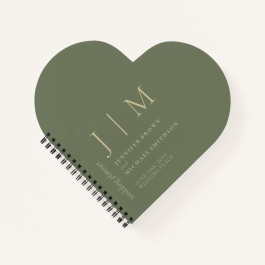 Sage en Goud Formele Eenvoudige Liefde Bruiloft Pl Notitieboek (Voorkant)