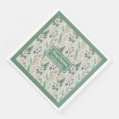 Sage en Gouden Servetten Aangepaste Kerst Monogram (Hoek)