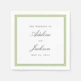 Sage en Groene Grens Klassieke Traditionele Huweli Servet