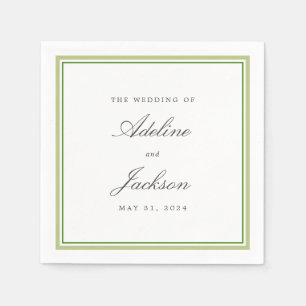 Sage en Groene Grens Klassieke Traditionele Huweli Servet