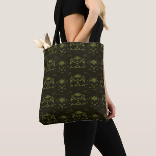 Sage en Hunter Green Cone Bloempatroon Tote Bag