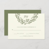 Sage en ivoor rustieke botanische krans RSVP (Voorkant / Achterkant)
