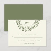 Sage en ivoor rustieke botanische krans RSVP Kaartje (Voorkant / Achterkant)