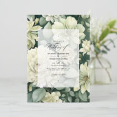 Sage en Ivory Floral Wedding Kaart (Staand voorkant)