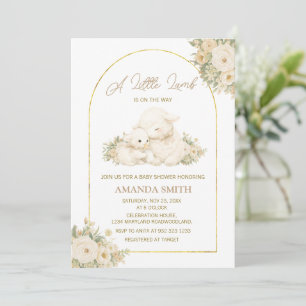 Sage en Ivory Little Lamb Baby Shower Uitnodiging