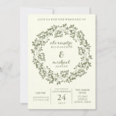 Sage en Ivory Rustic Botanical Wreath Wedding Kaart (Voorkant)