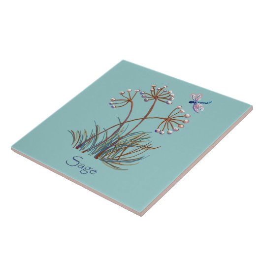Sage en libellen tegeltje (Zijkant)