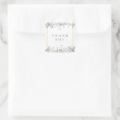 Sage en Lila Floral Dank u wel Vierkante Sticker (Tas)