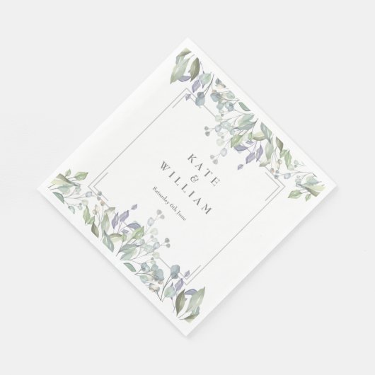 Sage en Lila Floral Geometrische Bruiloft Servet (Hoek)