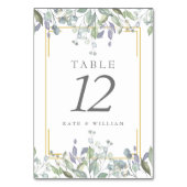 Sage- en Lila Floral Wedding Table Numbers Kaart (Voorkant)