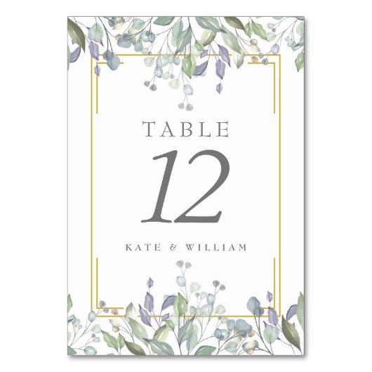Sage- en Lila Floral Wedding Table Numbers Kaart (Voorkant)
