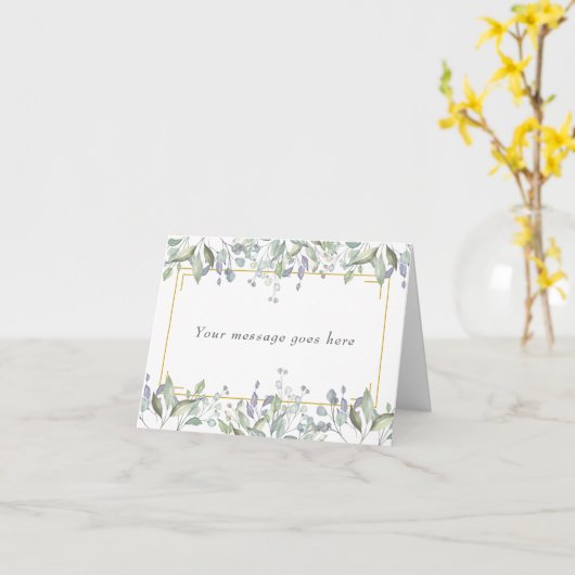 Sage en Lila Pasture Uw Bericht Kaart (Gele Bloem)