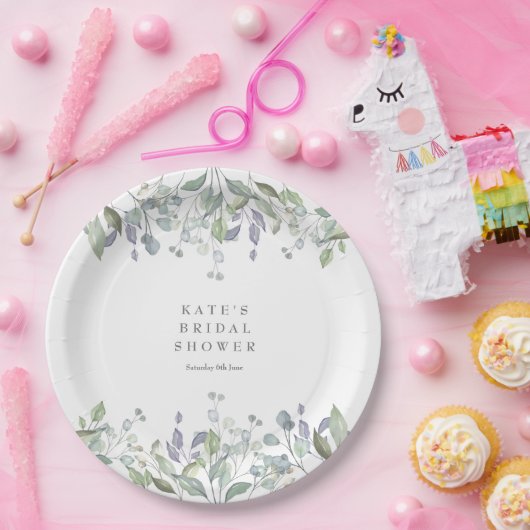 Sage en Lila Vrijgezellenfeest van Floral Papieren Bordje (Feest)