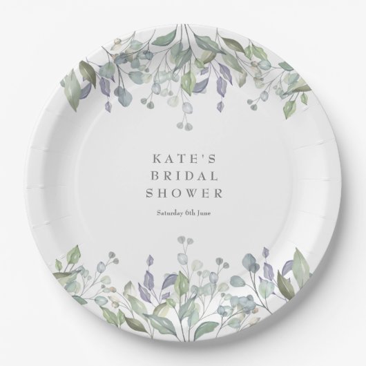 Sage en Lila Vrijgezellenfeest van Floral Papieren Bordje (Voorkant)