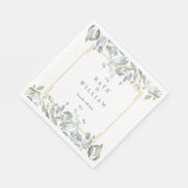 Sage en Lila Waterverf Floral Wedding Servet (Hoek)