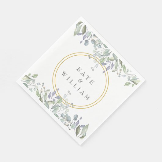 Sage en Lila Waterverf Floral Wedding Servet (Hoek)