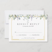 Sage en Lila Waterverf in Griekenland RSVP Kaartje (Voorkant)