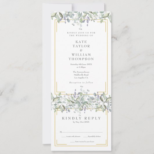 Sage En Lilac Groene Huwelijk All-in-One Kaart (Voorkant)