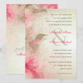 Sage- en roze formele huwelijksuitnodigingen kaart (Voorkant / Achterkant)