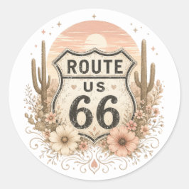 Sage en Roze Snelweg Embleem Ronde Sticker