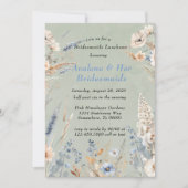 Sage en stoffige blauwe bloemen bruidsmeisjes lunc kaart (Voorkant)