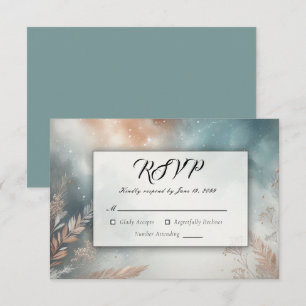 Sage en Terracotta Stardust Skies Bruiloft RSVP Kaartje