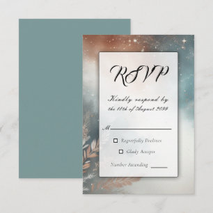Sage en Terracotta Stardust Skies Bruiloft RSVP Kaartje