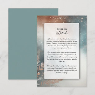 Sage en Terracotta Stardust Skies Wedding Informatiekaartje
