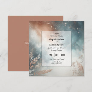 Sage en Terracotta Stardust Skies Wedding Kaart