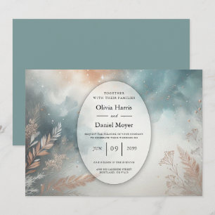 Sage en Terracotta Stardust Skies Wedding Kaart