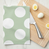 Sage en White Polka Dot Kitchen Towel Theedoek (Quarter Fold)