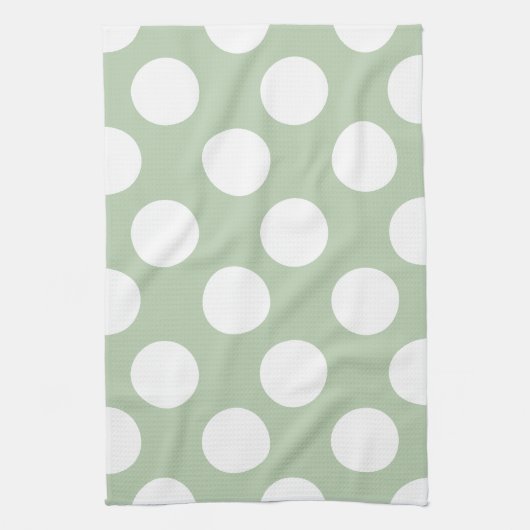Sage en White Polka Dot Kitchen Towel Theedoek (Verticaal)