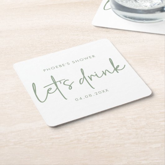 Sage en White Script Vrijgezellenfeest Onderzetter (Schuin)