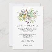 Sage en White Waterverf Wedding Guest - Gegevens Kaart (Voorkant)