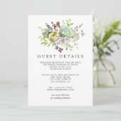 Sage en White Waterverf Wedding Guest - Gegevens Kaart (Staand voorkant)