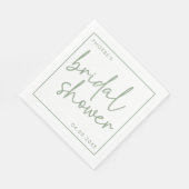 Sage en Wit Minimalistisch Script Vrijgezellenfees Servet (Hoek)