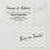 Sage en witte Chevron "adreswijziging" Kaart Visitekaartje (Voorkant / Achterkant)