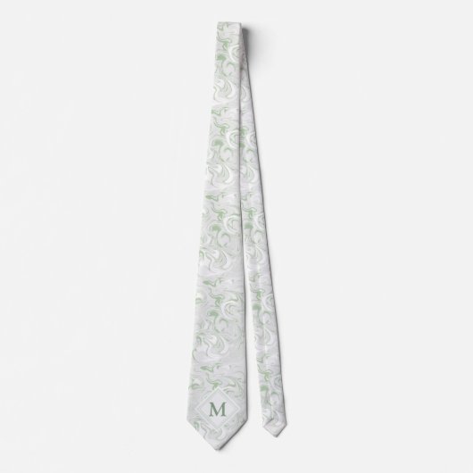 Sage en witte marmer met Diamond Monogram Stropdas (Voorkant)