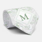 Sage en witte marmer met Diamond Monogram Stropdas (Opgerold)