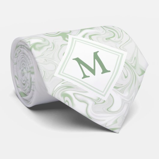 Sage en witte marmer met Diamond Monogram Stropdas (Opgerold)