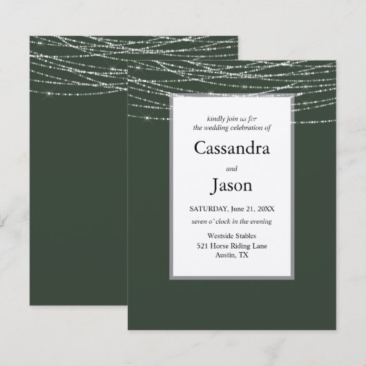 Sage en Zilveren Eenvoudige Huwelijk Kaart (Voorkant / Achterkant)