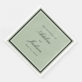 Sage en Zwarte Grens Klassieke Traditionele Huweli Servet (Hoek)