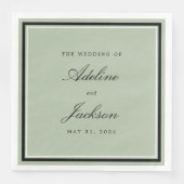 Sage en Zwarte Grens Klassieke Traditionele Huweli Servet (Voorkant)