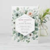 Sage Ethereal Anemone Wedding Kaart (Staand voorkant)
