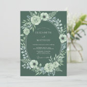 Sage Ethereal Bloemrijke Bruiloft Kaart (Staand voorkant)