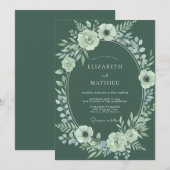 Sage Ethereal Bloemrijke Bruiloft Kaart (Voorkant / Achterkant)