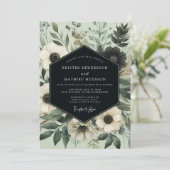 Sage Ethereal Botanical Wedding Kaart (Staand voorkant)